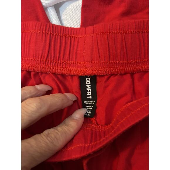 Comfrt Red Wide-Leg Lounge Pants – Size M – Soft Cotton - Picture 4 of 5